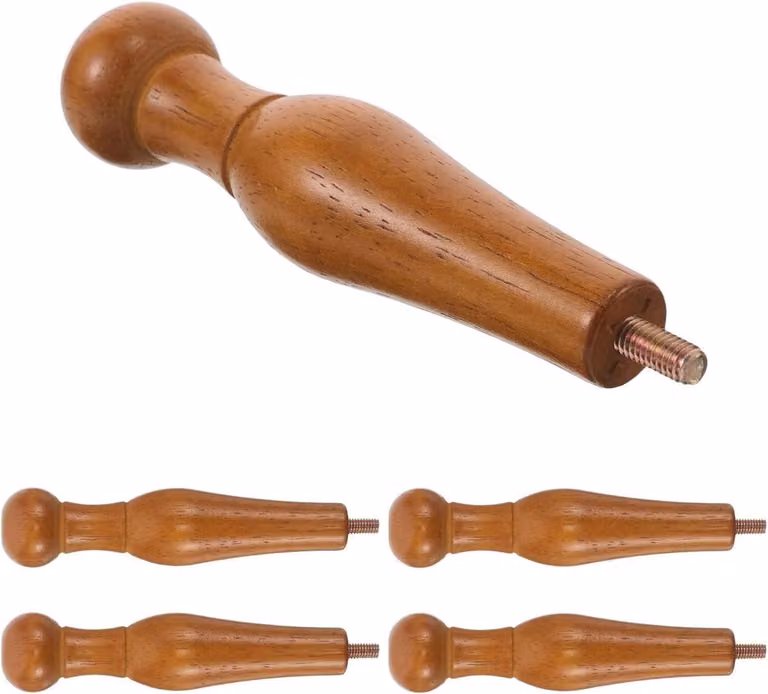 Set van 5 houten kapstokhaken met veilig gebogen ontwerp in khaki