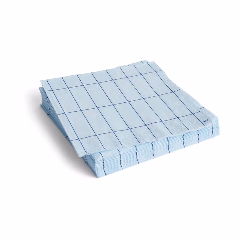 HAY Pattern Dinner servetten 20-pack Lichtblauw met blauw ruitpatroon, 40 x 40 cm
