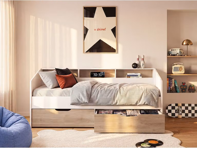 Kinderbed met lades en opbergruimte - Wit - 90 x 190 cm