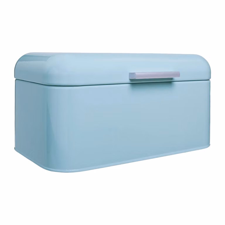 QUVIO Broodtrommel - Blauw - IJzer - B: 30 cm, D: 20 cm, H: 16 cm