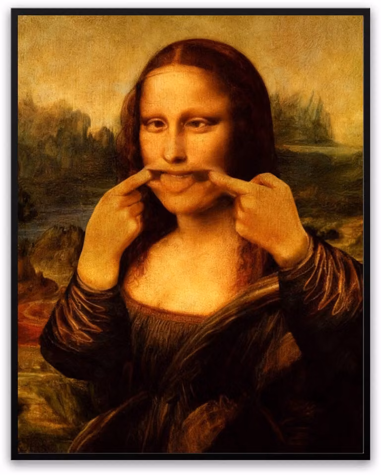 Mona Lisa Gekke Bek Fotolijst met Schilderij Poster voor de Kinderkamer, 40 x 50 cm