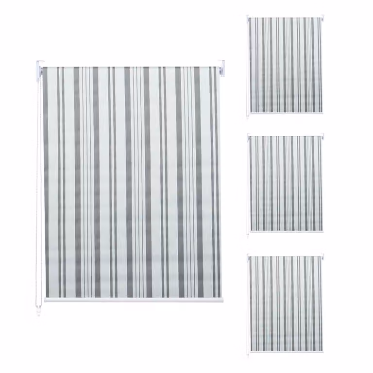 Set van 4 Mendler HWC-D52 raamrolgordijnen met zijdelingse bediening, ondoorzichtig grijs/wit, B: 120 cm, H: 230 cm