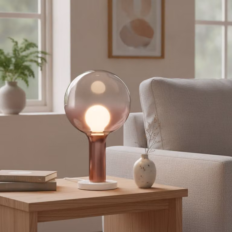 Lyora Nostos Tafellamp met Bruin en Rood Gekleurd Glas en Aluminium met LED