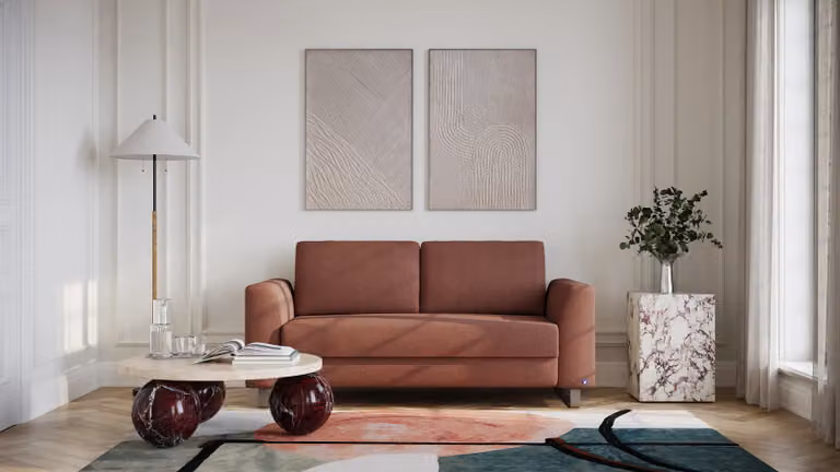 BRUNO slaapbank Aurora hazelnoot met massief hout en pocketvering, 140 cm