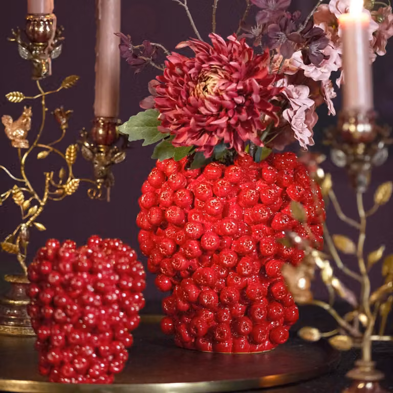 Light en Living Berries Keramische Vaas Rood B: 20 cm, H: 22,5 cm