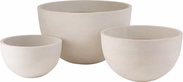 J-Line Bloempot Rond Laag - Keramiek - Wit - 3 stuks