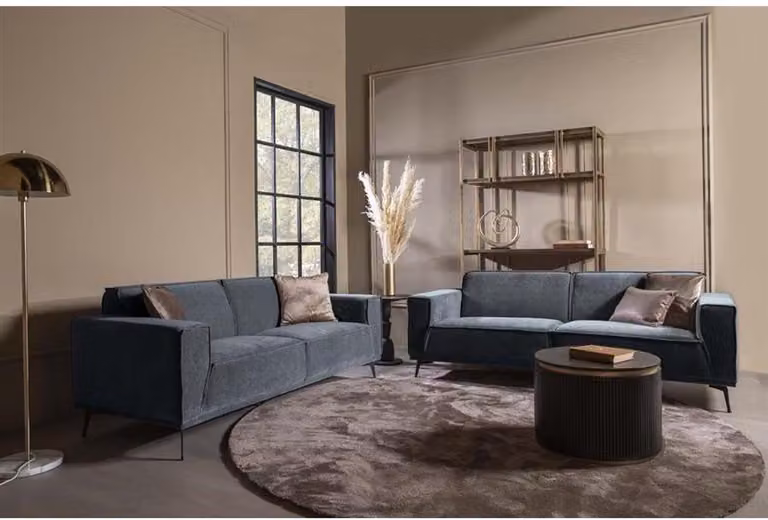 Tower Living Leeds 3-zits en 2,5-zitsbank - blauw/zwart