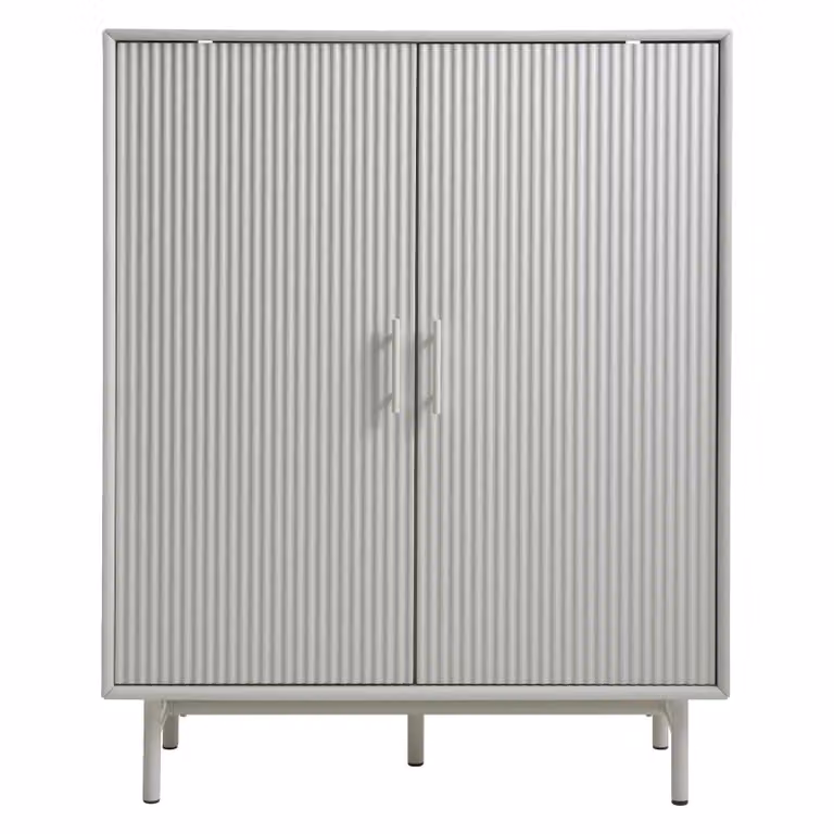 Nest of Nora Opbergkast Lona - Greige - Met deuren en ribstructuur - B/D/H: 125 x 100 x 40 cm