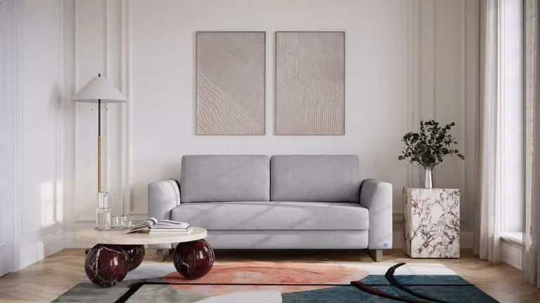 BRUNO slaapbank Aurora zilvergrijs met massief houten frame en boxspringcomfort, 160 cm