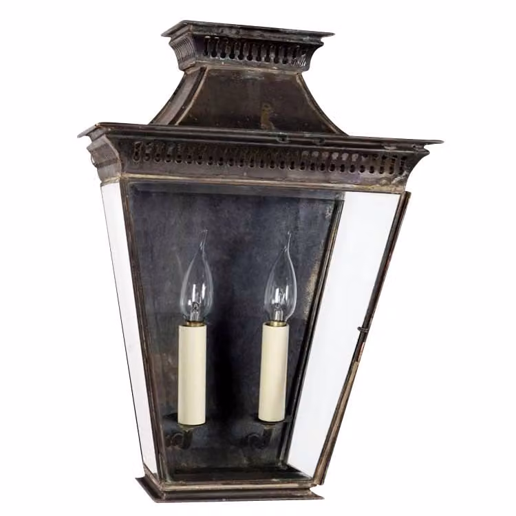 Limehouse Pagoda handgemaakte landelijke buitenlamp koper gevlamd - 44 cm