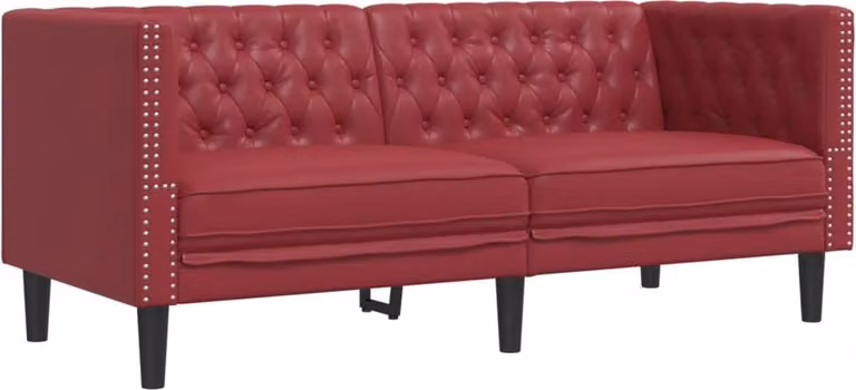 vidaXL Tweezitsbank Chesterfield-stijl Wijnrood Kunstleer Breedte: 174 cm