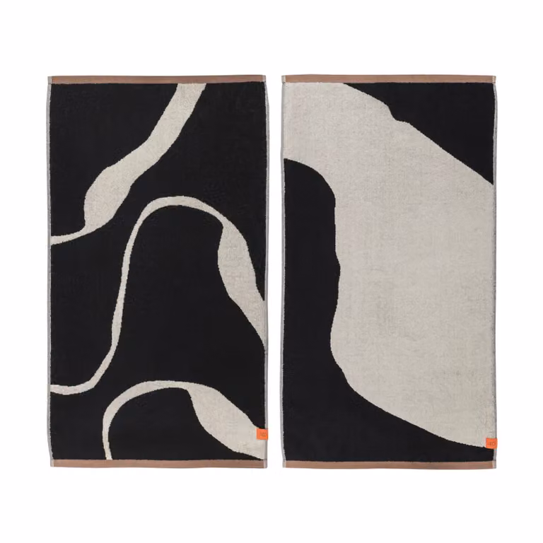 Mette Ditmer Nova Arte gastenhanddoek 2-pack Black-off white B: 40 cm, H: 55 cm