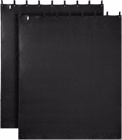 VEVOR 2-pack geluidsisolerende dekens, zwart, B: 243,8 cm, H: 203,2 cm, extra grote akoestische studio-dekens met katoenen vulling en ringen