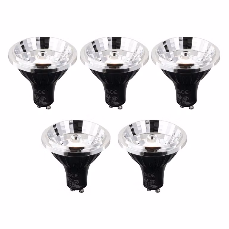 Set van 5 LUEDD GU10 LED lampen, 3-staps dimbaar in Kelvin, 6W, 500 lumen, wit