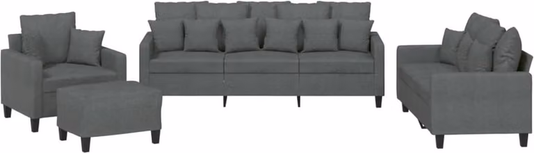 vidaXL 4-delige loungeset met kussens in donkergrijs stof