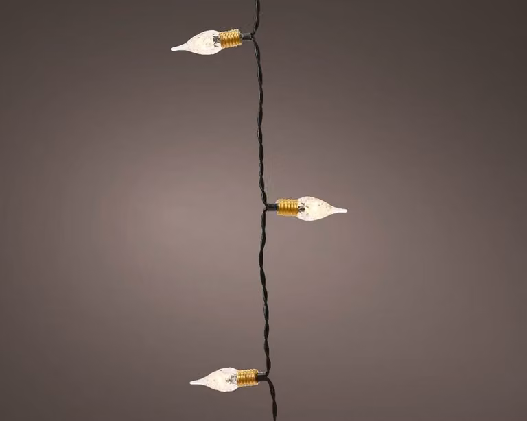 Led vintage kerstverlichting met 50 groene druppelvormige glazen lampen, warm wit licht, op batterijen