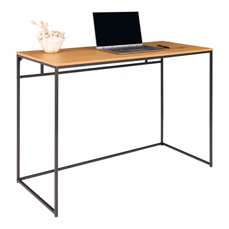 QUVIO Bureau eikenlook met stalen onderstel, B/D/H: 100 x 75 x 45 cm