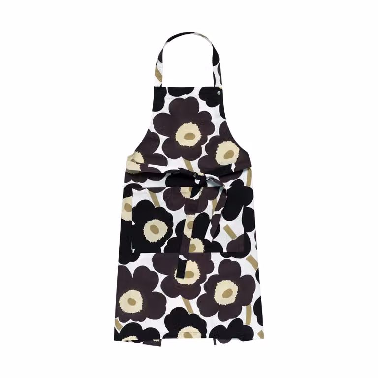 Marimekko Pieni Unikko schort White-dark grey-beige voor volwassenen