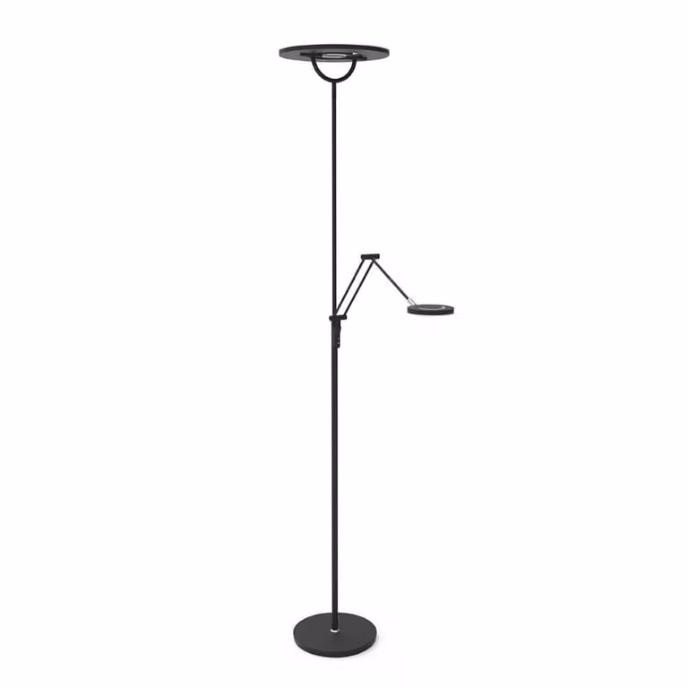 Steinhauer Soleil Zwarte LED vloerlamp voor lezen met dimfunctie en hoogteverstelling