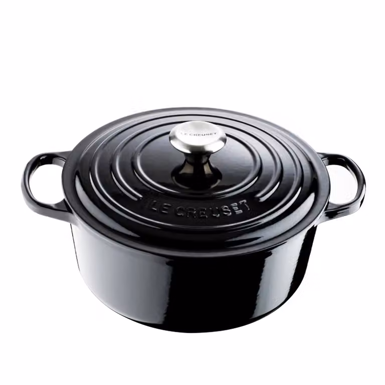 Le Creuset Signature geëmailleerde gietijzeren ronde braadpan, 5,3 l, zwart