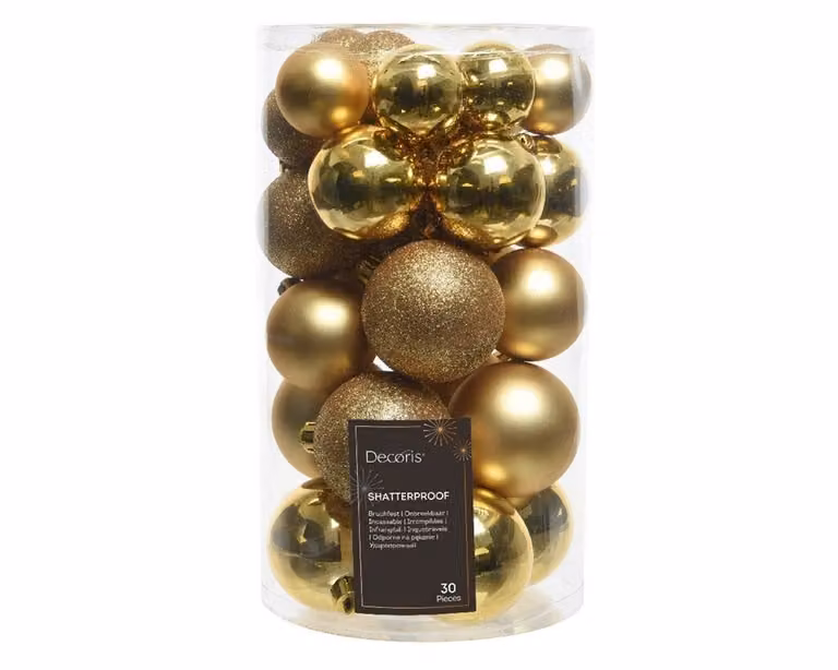 30 onbreekbare kerstballen mixkleuren licht goud voor kerstdecoratie