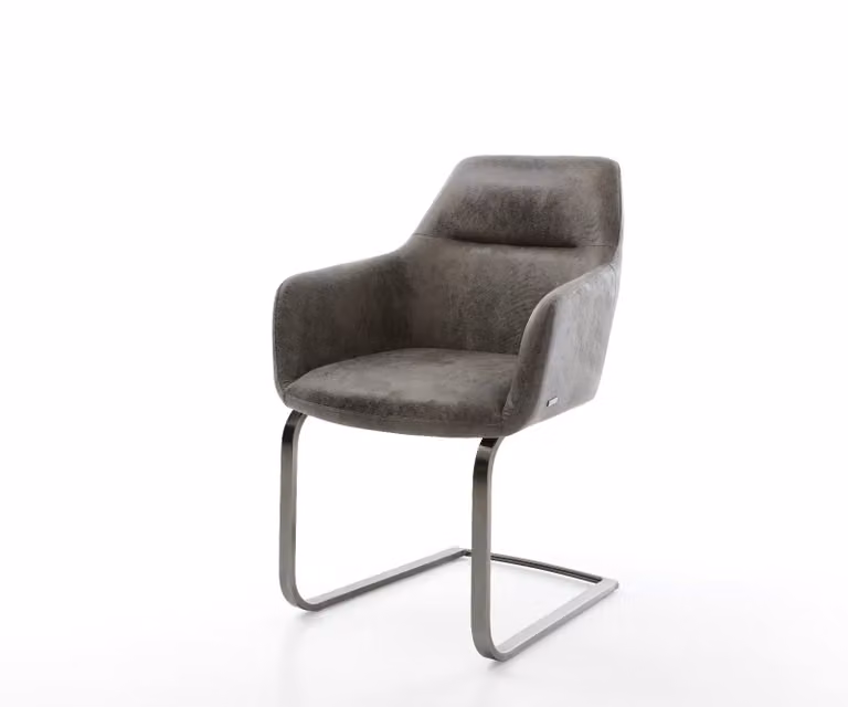 DELIFE Pejo-Flex moderne eetkamerstoel in grijs microvelours met cantilever onderstel