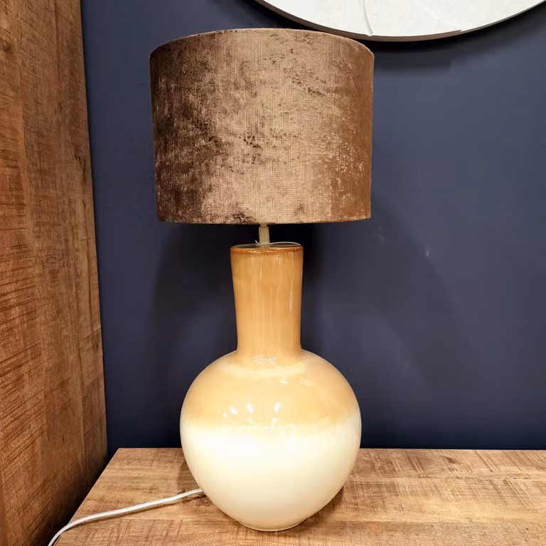 Light & Living ULLOA Keramische Tafellampvoet - Lichtbruin/Beige - B: 28,5 cm, H: 52 cm