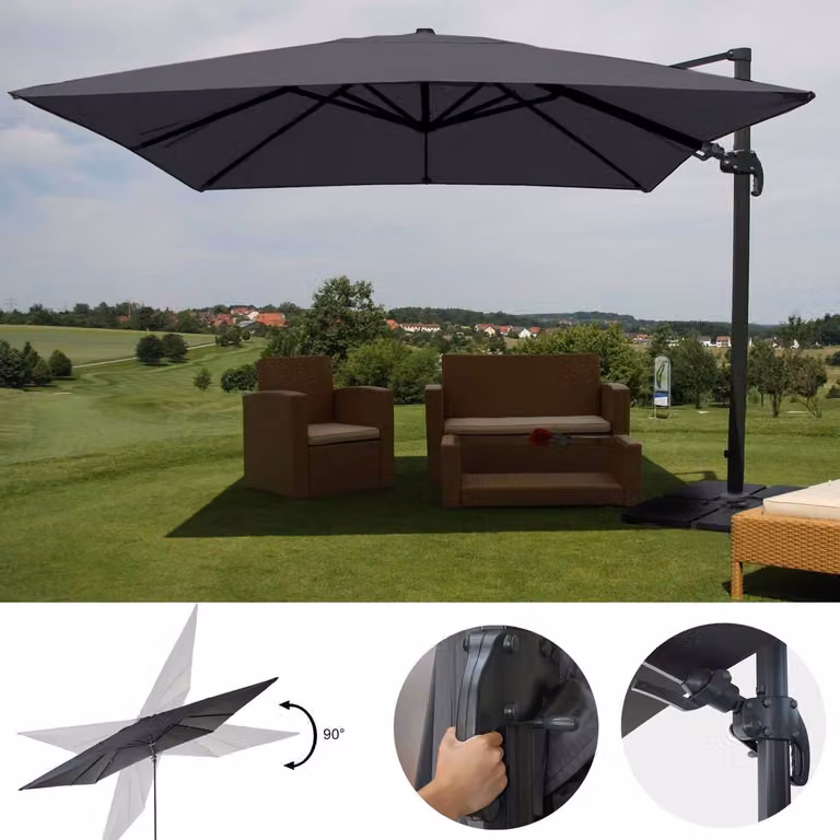 Mendler Gastronomie-scherm met pergola model HWC-A96, antracietkleurig, B/D/H: 3 x 3 x 4,24 meter