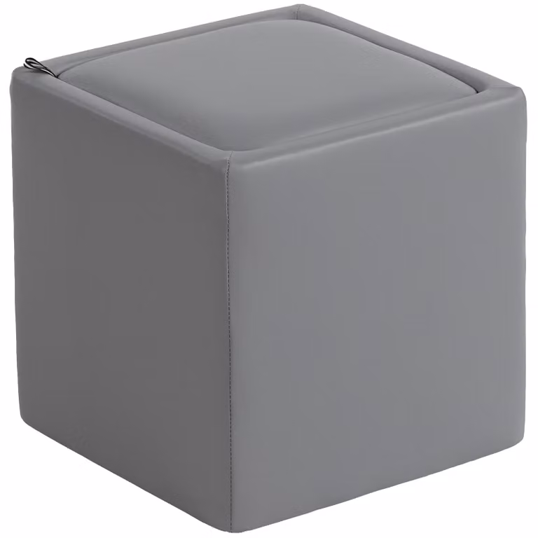 HOMCOM Zitpoef met Opbergruimte 44L, Kunstleer, Grijs, B/D/H: 40 x 40 x 40 cm