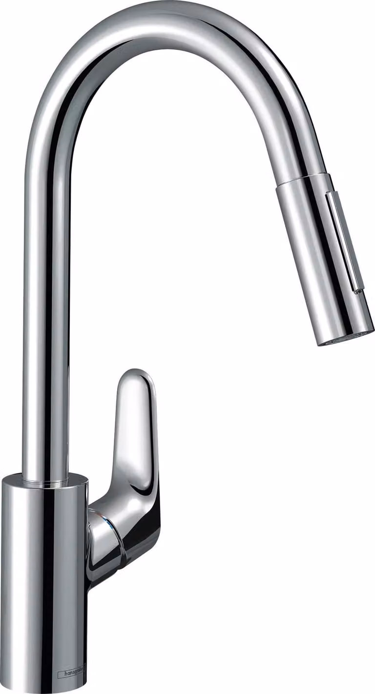 Hansgrohe Focus spoelwastelmengkraan chroom met uittrekbare douchekop en draaibare uitloop