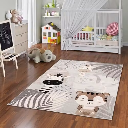 Softstar Kids Kindertapijt Safarivrienden Grijs van Polypropyleen