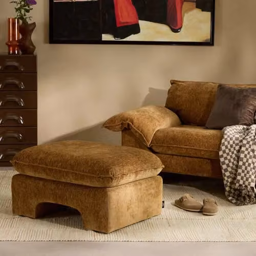 NOUS Living hocker Woodstock soft body met stoffen bekleding