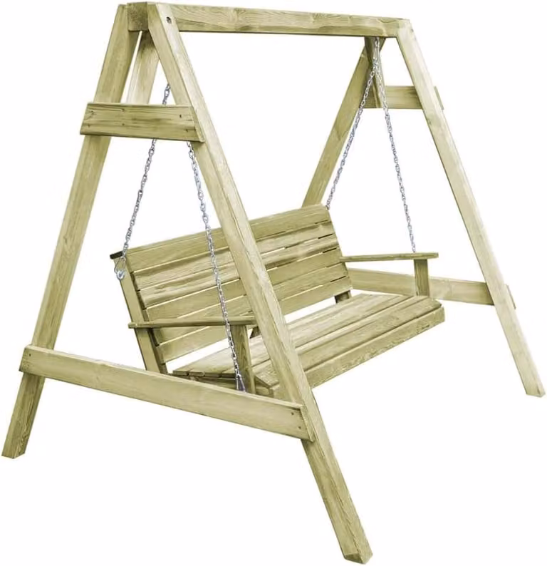 FSC-gecertificeerde houten schommel met grenenhouten frame voor in de tuin of op het terras