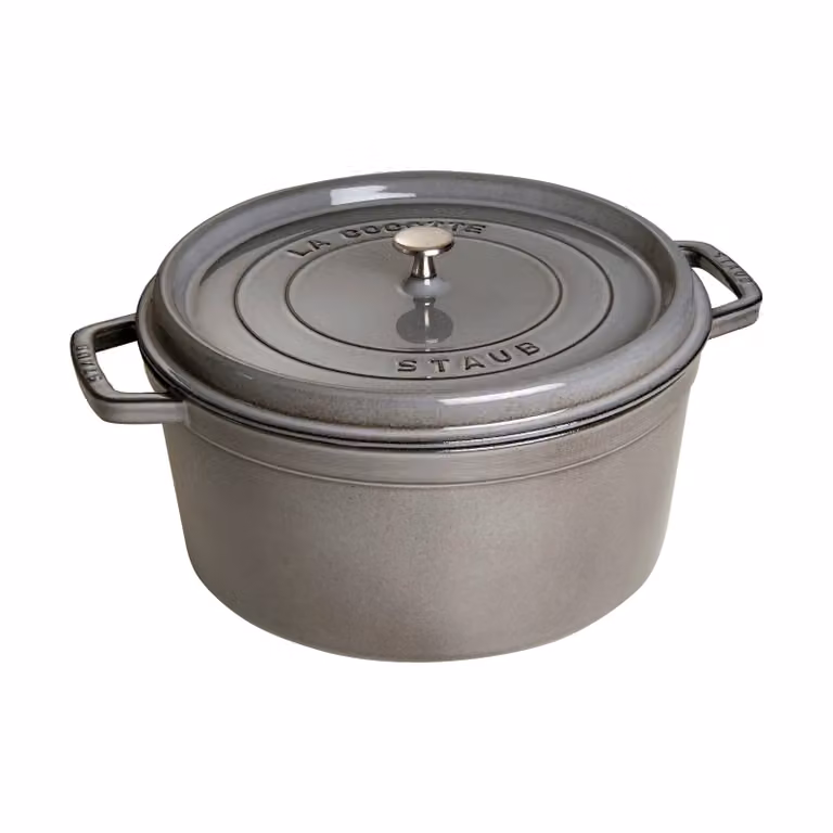 STAUB La Cocotte ronde gietijzeren braadpan, 12,6 l, Grafietgrijs, Diameter: 34 cm