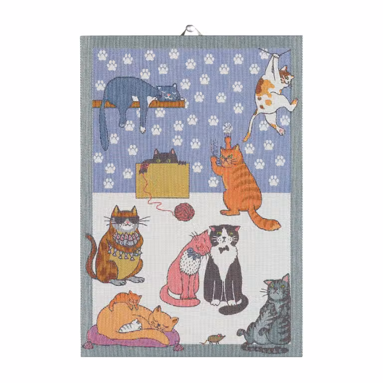 Ekelund Linneväveri Keukenhanddoek Cats Fun 35 x 50 cm