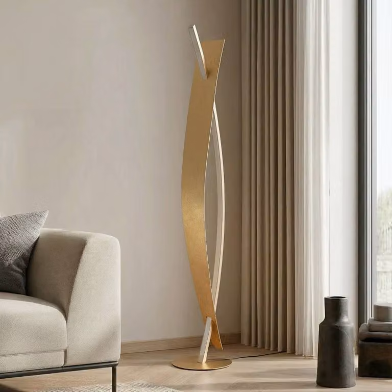 Lucande Marija LED vloerlamp modern, dimbaar, goud/messing of zilver, metaal