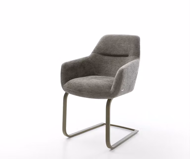 DELIFE Pejo-Flex Sledemodel Stoel met Bouclé Bekleding en Titanium Pocketveer Kern in Grijs of Bruin