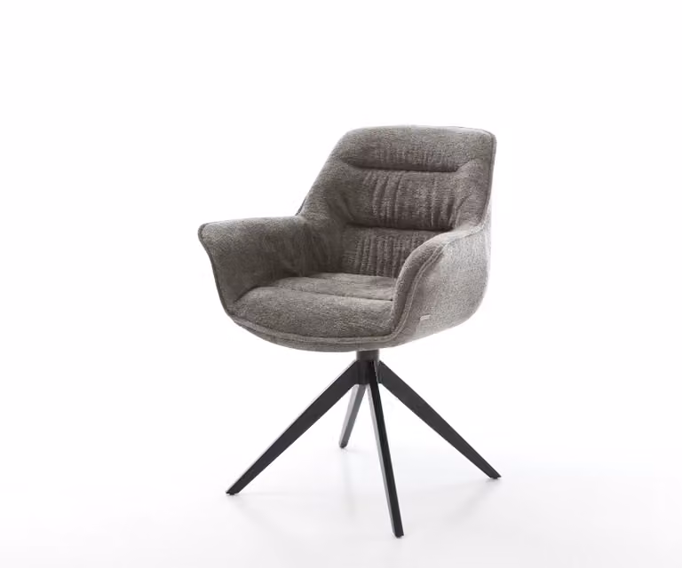 DELIFE Kaira-Flex Draaistoel met Bouclé Stoffering, 360° Draaibaar, Zwart