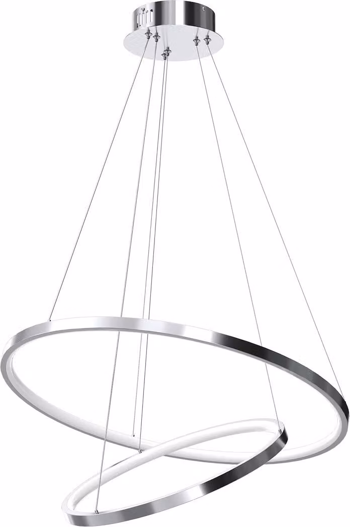 HOOP Milagro Moderne Chromen Hanglamp met twee ringen, Zilver, LED 51W, Diameter: 60 cm en 40 cm