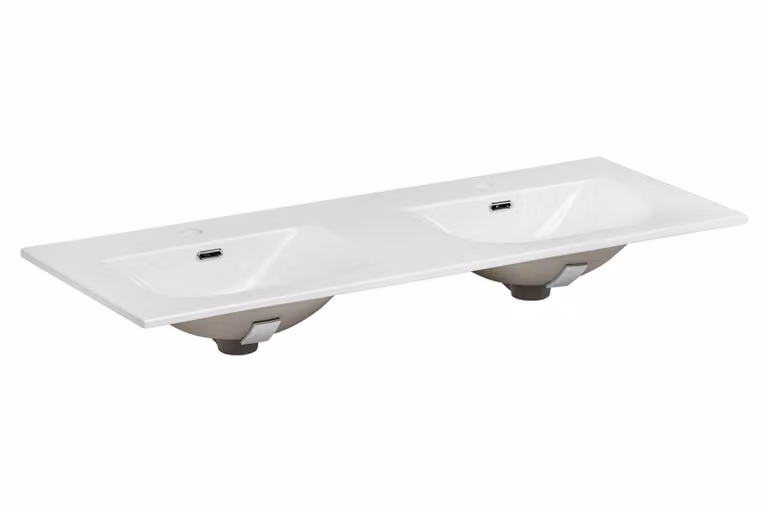 COMAD SKY120D/DP-8099 Dubbele wastafel, keramiek, wit, B: 121 cm, D: 46 cm