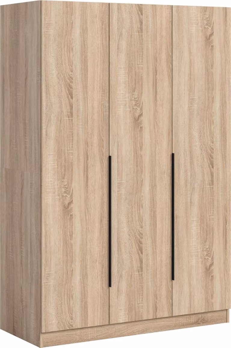 Kopenhagen kledingkast met 3 deuren, eiken decor, Bruin, B/D/H: 120 x 52 x 180 cm