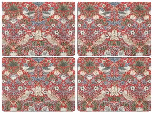 Pimpernel Strawberry Thief placemats Rood 4 stuks B/D: 40 x 30 cm
