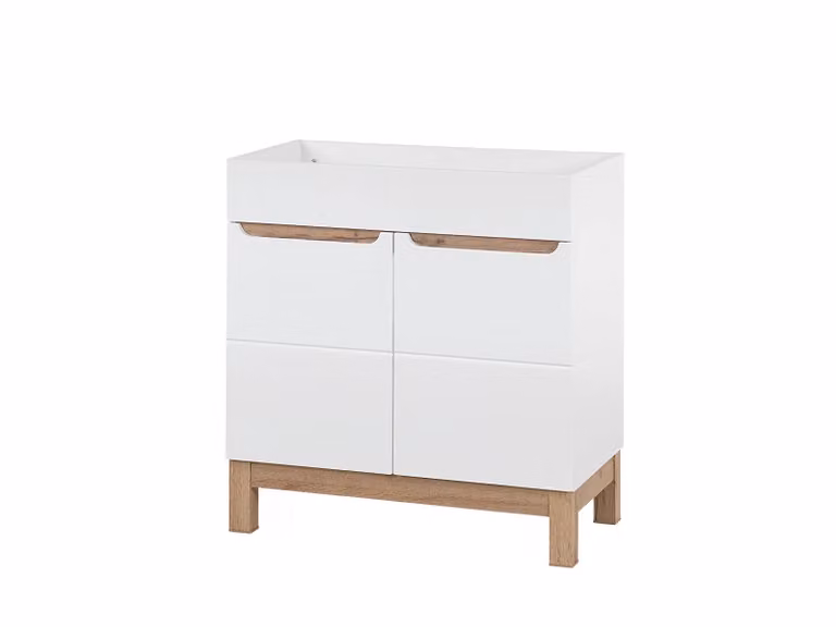 AC-Déco Badkamermeubel met eikenfineer en 2 deuren, wit, 80 cm