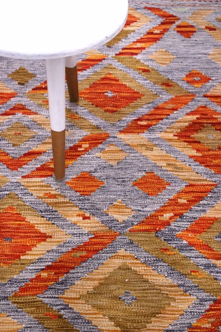 Koho Afghan Kelim Handgeweven Laagpolig Wollen Vloerkleed - Kleurrijk - B/D: 145 x 98 cm