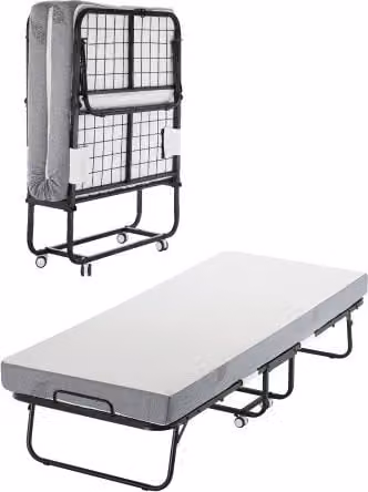Vevor Rollaway Bed met traagschuimmatras, opvouwbaar eenpersoonsbed van metaal en textiel, wit, B/D/H: 80 x 190 x 35 cm