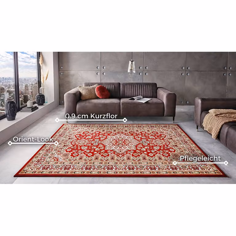 home24 Laagpolig vloerkleed Parun Täbriz rood, B/D: 80 x 250 cm