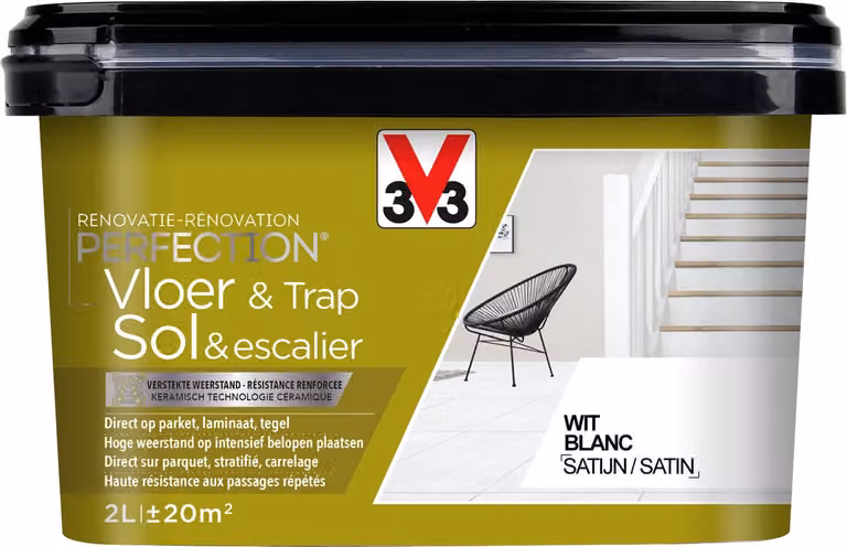 V33 Perfection Vloer & Trap Carbonaat - 0,75 l - Zijdeglans - Afwerkingslaag
