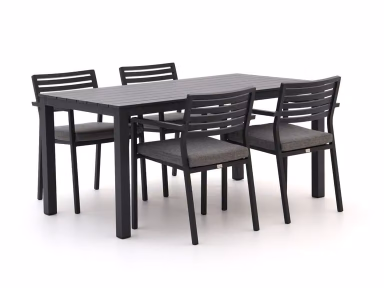 Bellagio Diningset voor 4 personen, Aluminium, Grijs, Modern en Stapelbaar
