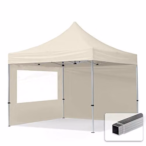 TOOLPORT Vouwpaviljoen Vouwtent 3x3m met 2 zijdelementen 32mm ALU Crème