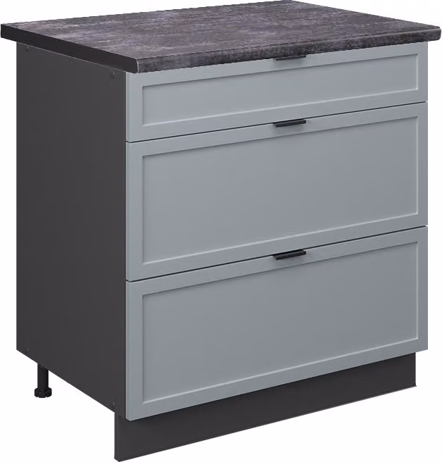 Vicco Fame-Line Keukenonderkast met 3 laden, Licht blauw-grijs en Antraciet, Breedte: 80 cm